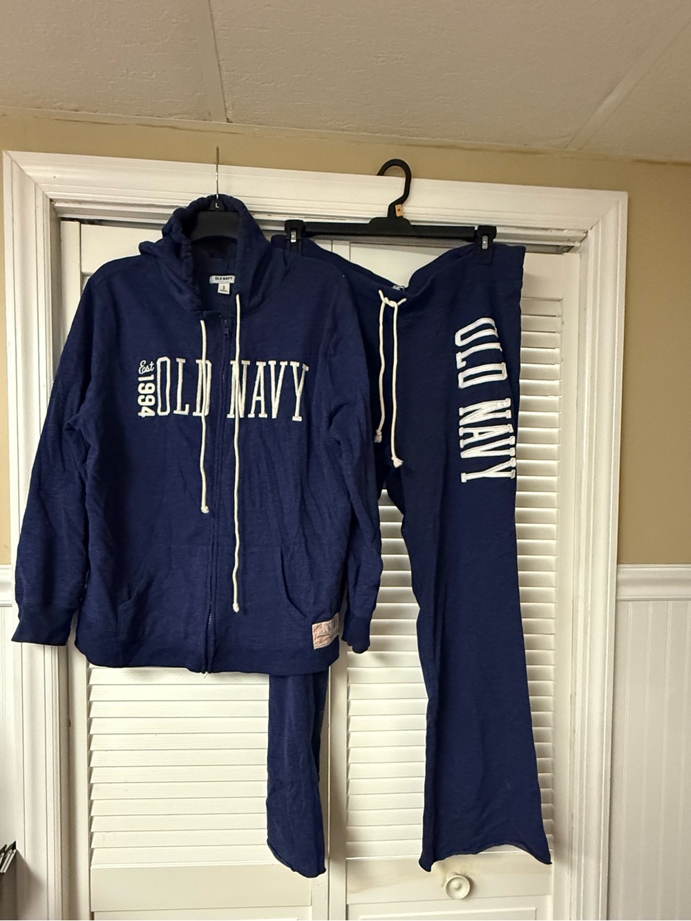 Old Navy Navy Blue Zip Hoodie with Contrast Drawstrings